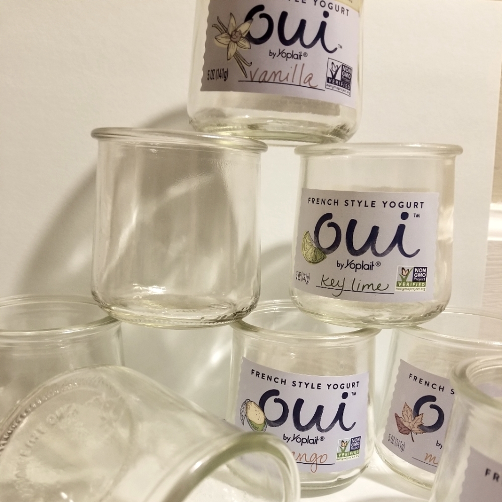 Reusable Glass Jars "Oui" Yogurt